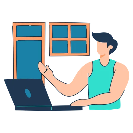 Employee is working from home  Illustration
