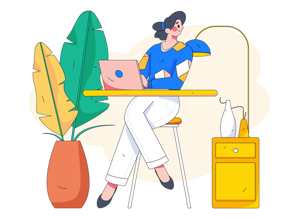 Employee is working from home  Illustration