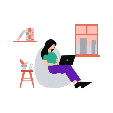 Employee is working from home  Illustration