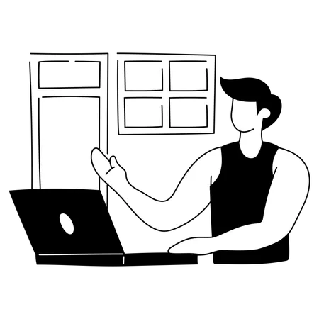 Employee is working from home  Illustration