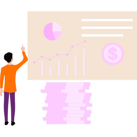 Employee is working on data analysis  Illustration