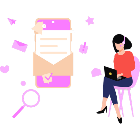 Employee is working on marketing mails  Illustration