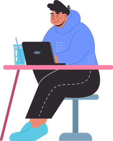 Employee is working online  Illustration