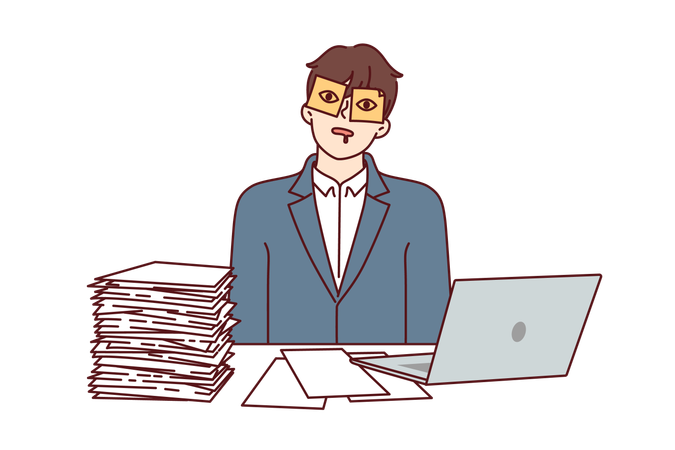 Employee is working overtime  Illustration