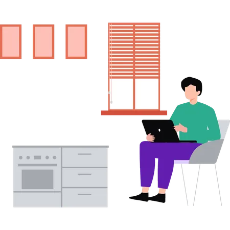 Employee is working remotely  Illustration
