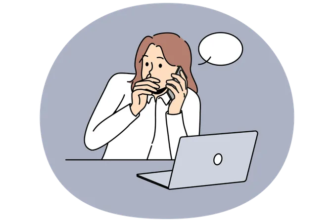 직원이 전화로 회사 기밀 정보를 유출  일러스트레이션