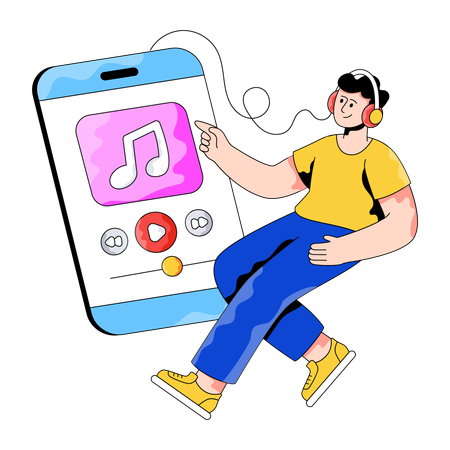 Employee Listening Music  Illustration