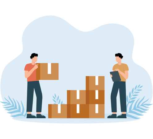 Employee loading inventory stock  Illustration