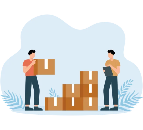 Employee loading inventory stock  Illustration