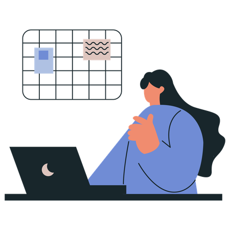 Employee lonely working from home  Illustration