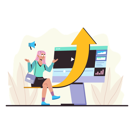 Employee looking at business growth  Illustration