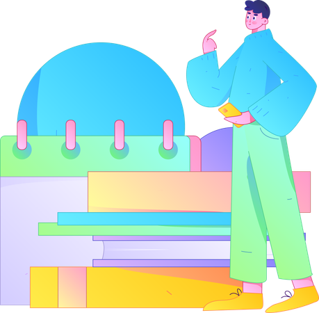 Employee looking at business tasks  Illustration