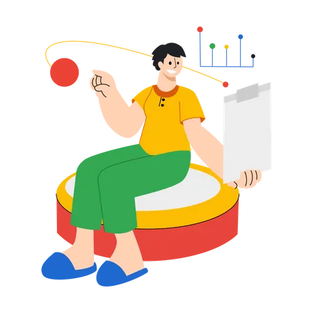 Employee looking at marketing growth Illustration