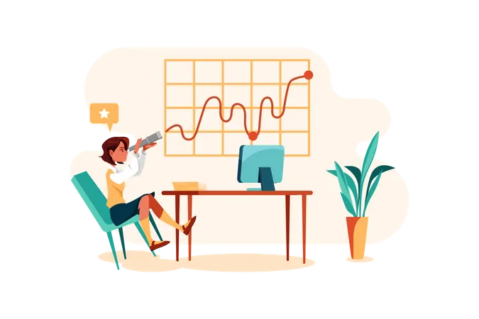 Employee looking at marketing growth  Illustration