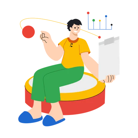 Employee looking at marketing growth  Illustration