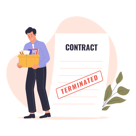 Employee looking at termination contract  Illustration