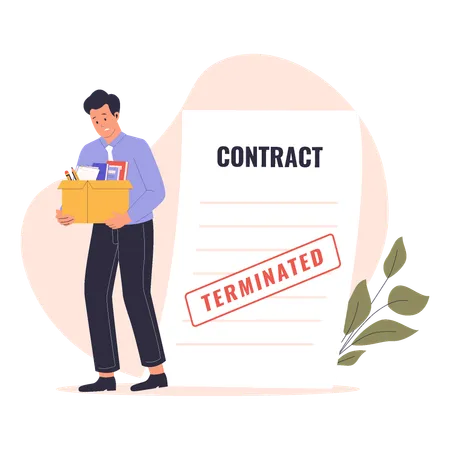 Employee looking at termination contract  Illustration