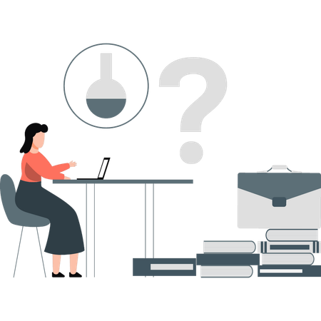 Employee looking at the business question mark  Illustration