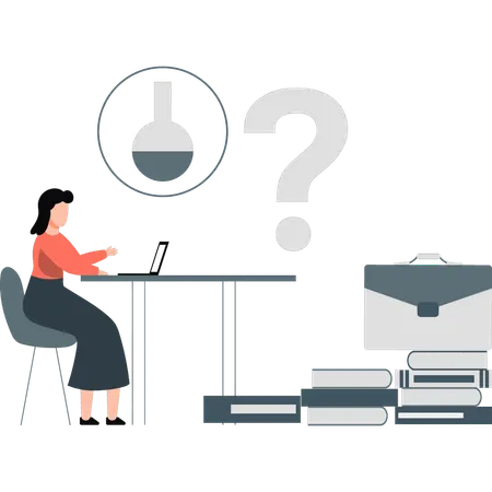 Employee looking at the business question mark  Illustration