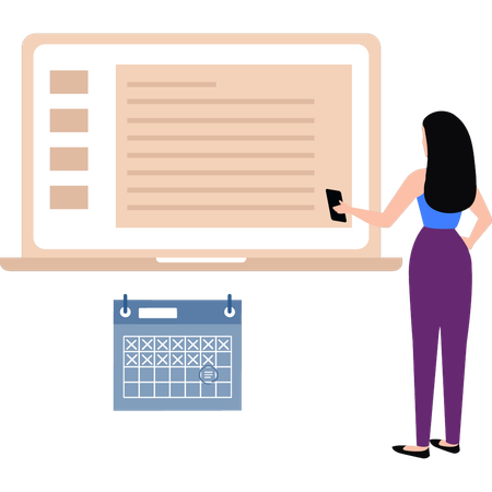 Employee looks at task management  Illustration