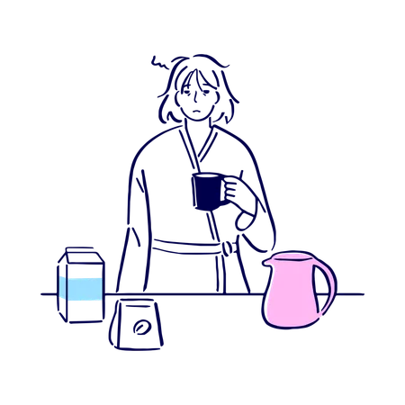 Employee makes cup of coffee for her refreshment  Illustration