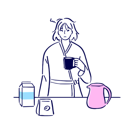 Employee makes cup of coffee for her refreshment  Illustration