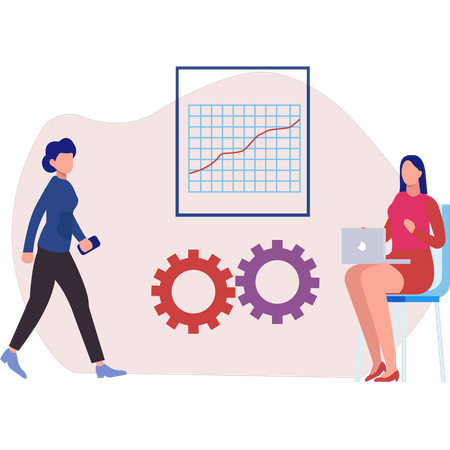 Employee making business graph  Illustration