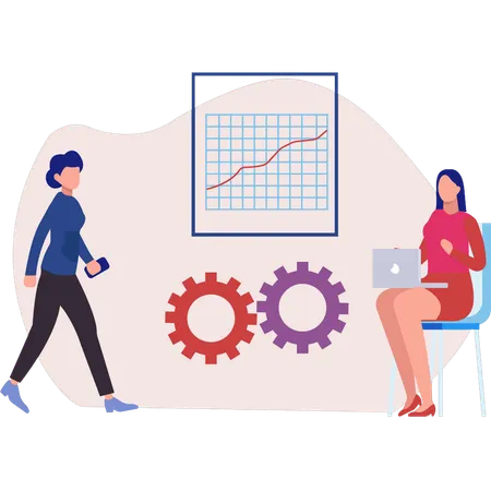 Employee making business graph  Illustration