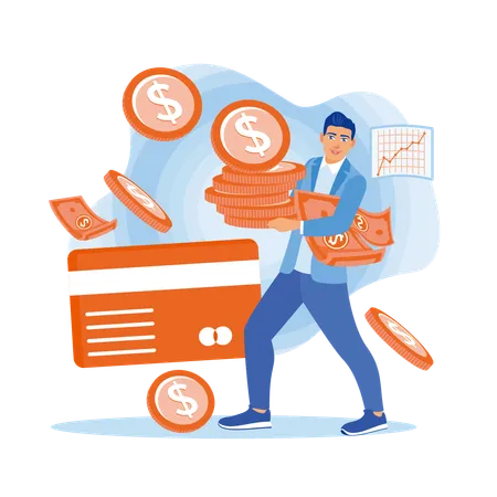 Employee making card payment  Illustration