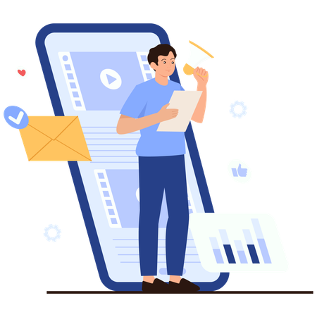 Employee making Content Announcement  Illustration