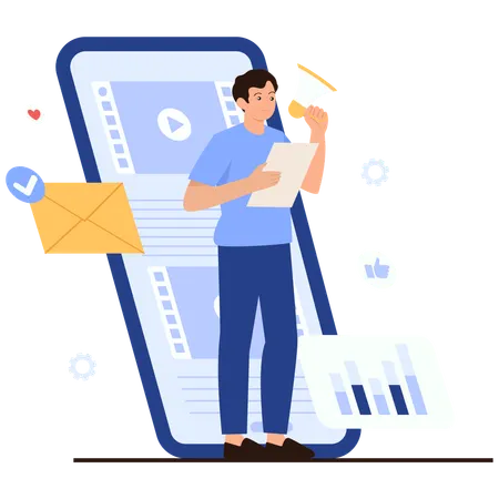 Employee making Content Announcement  Illustration
