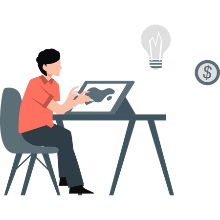 Employee making new ideas for business  Illustration