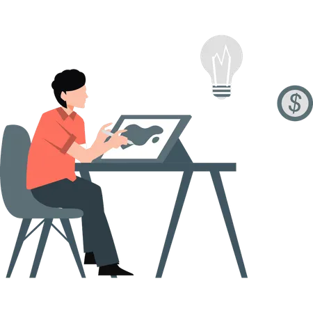 Employee making new ideas for business  Illustration