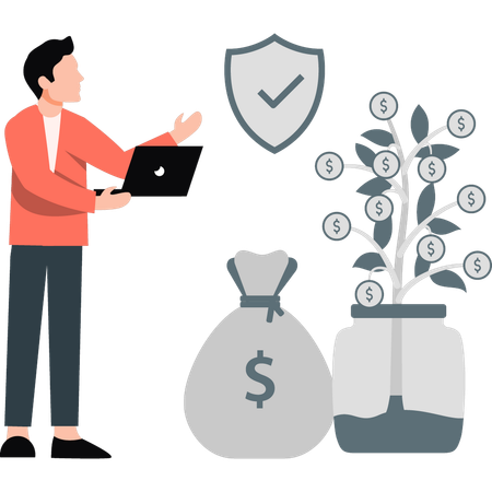 Employee making security for business investment  Illustration