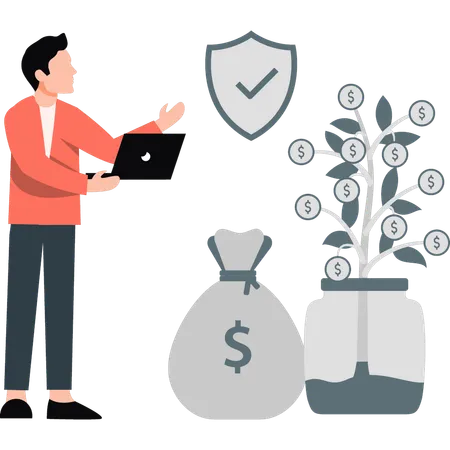 Employee making security for business investment  Illustration