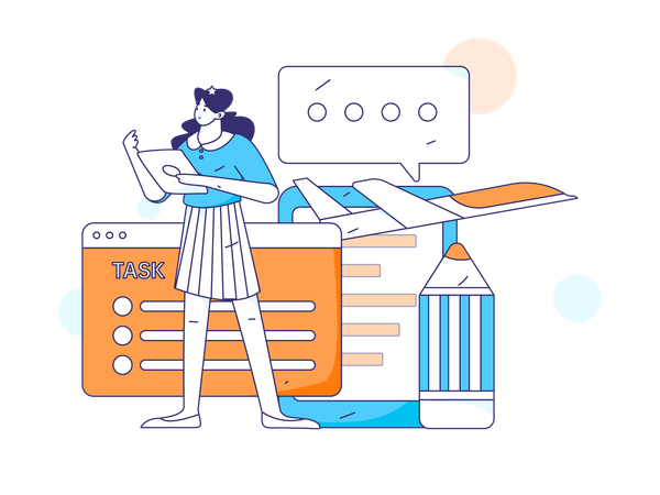 Employee manages business tasks  Illustration