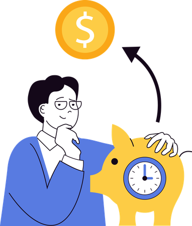 Employee manages finances with time  Illustration