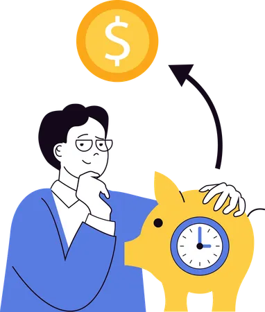 Employee manages finances with time  Illustration