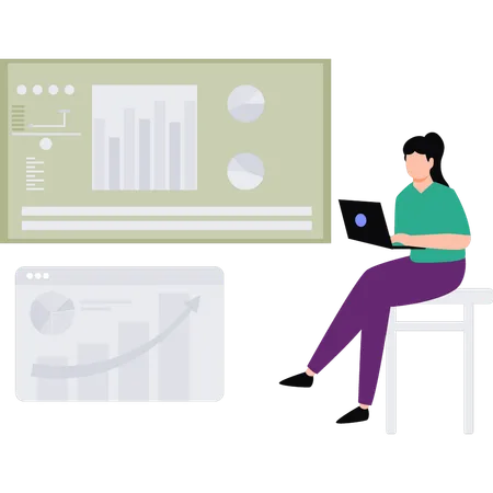 Employee manages financial analysis report  Illustration