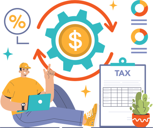 Employee manages tax payment  Illustration