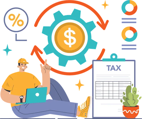 Employee manages tax payment  Illustration