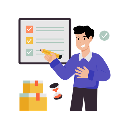 Employee Managing business Tasks  Illustration