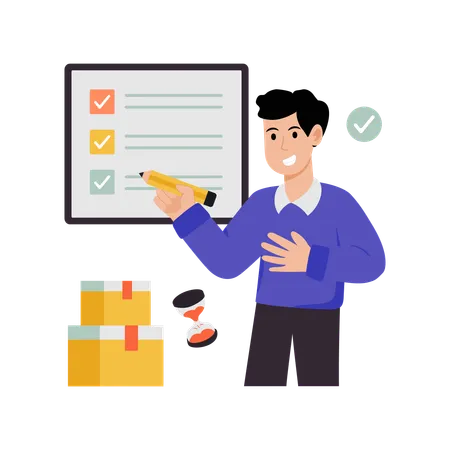 Employee Managing business Tasks  Illustration