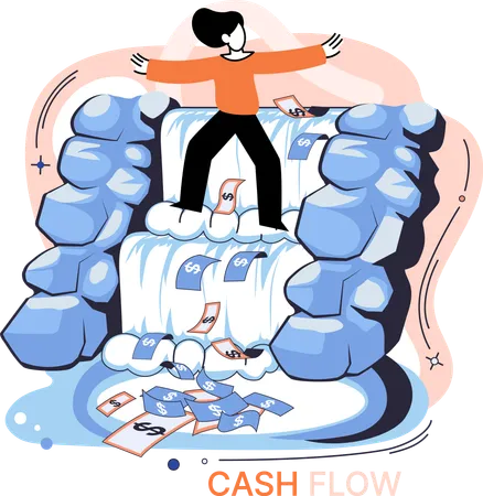 Employee managing liquid cashflow  Illustration