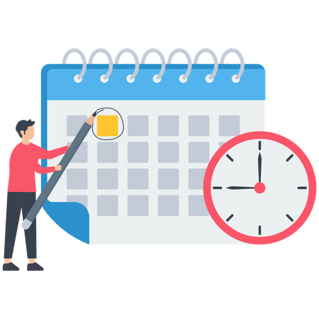 Employee marking important date on calendar  Illustration