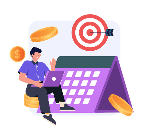Employee marks payment schedule  Illustration