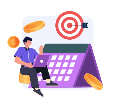 Employee marks payment schedule  Illustration