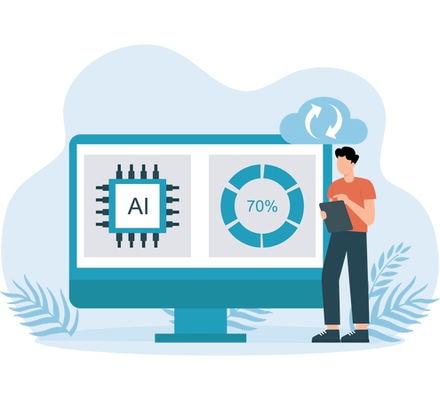 Employee measures Ai performance  Illustration