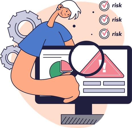 Employee measures risk in project  Illustration