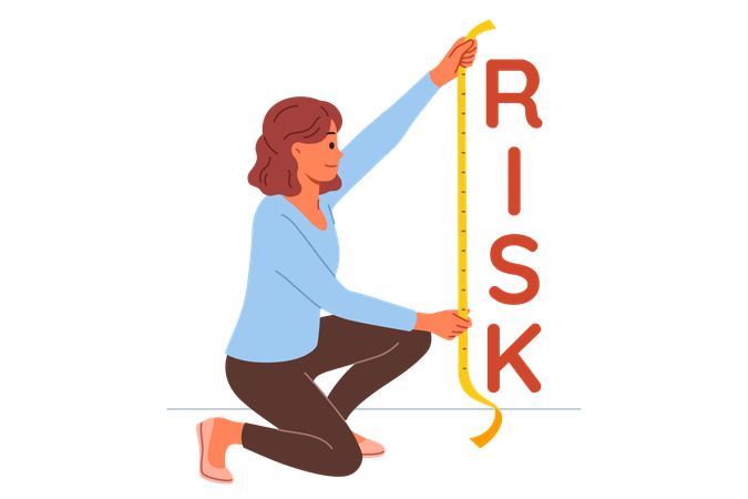 Employee measuring business risk  Illustration